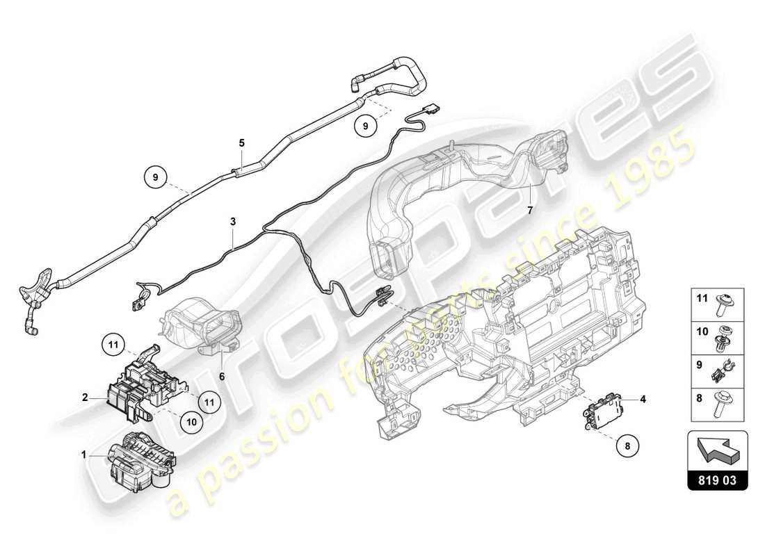 lamborghini urus (2021) aroma dispenser ersatzteildiagramm