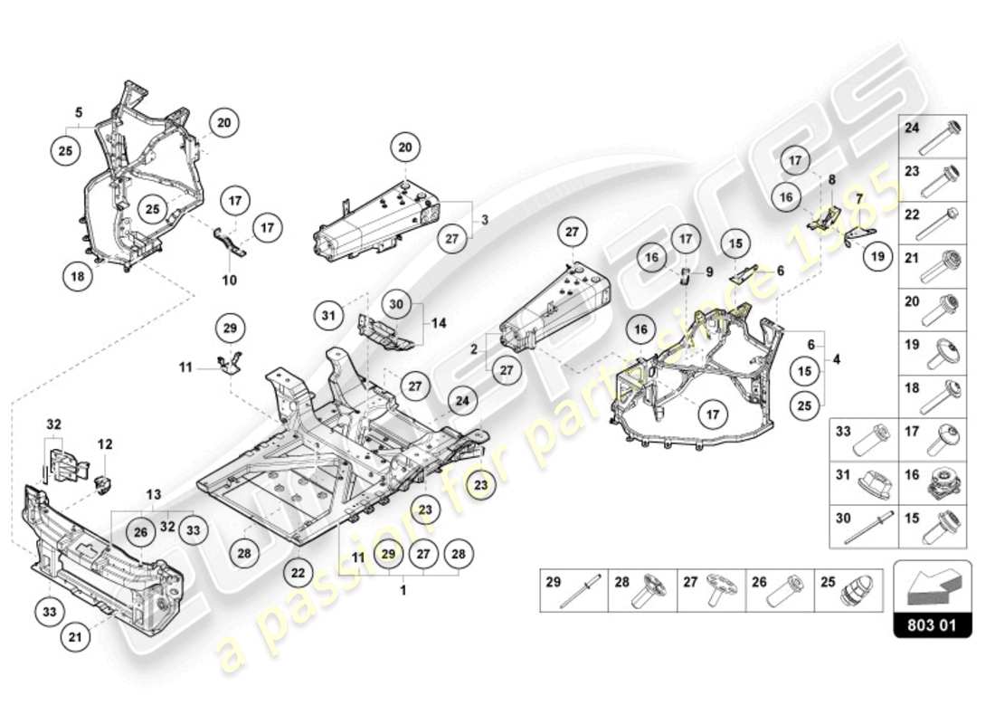 lamborghini revuelto coupe (2024) vorderrahmen teilediagramm