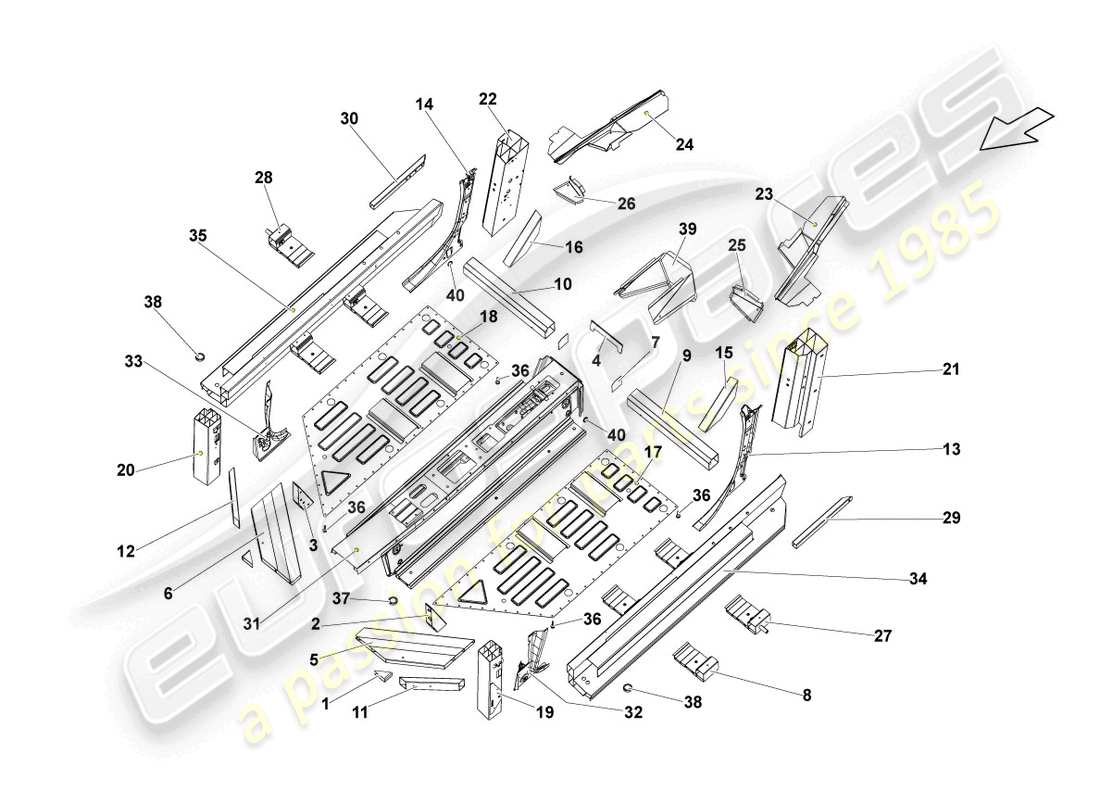 lamborghini lp550-2 spyder (2013) bodenmontage teilediagramm