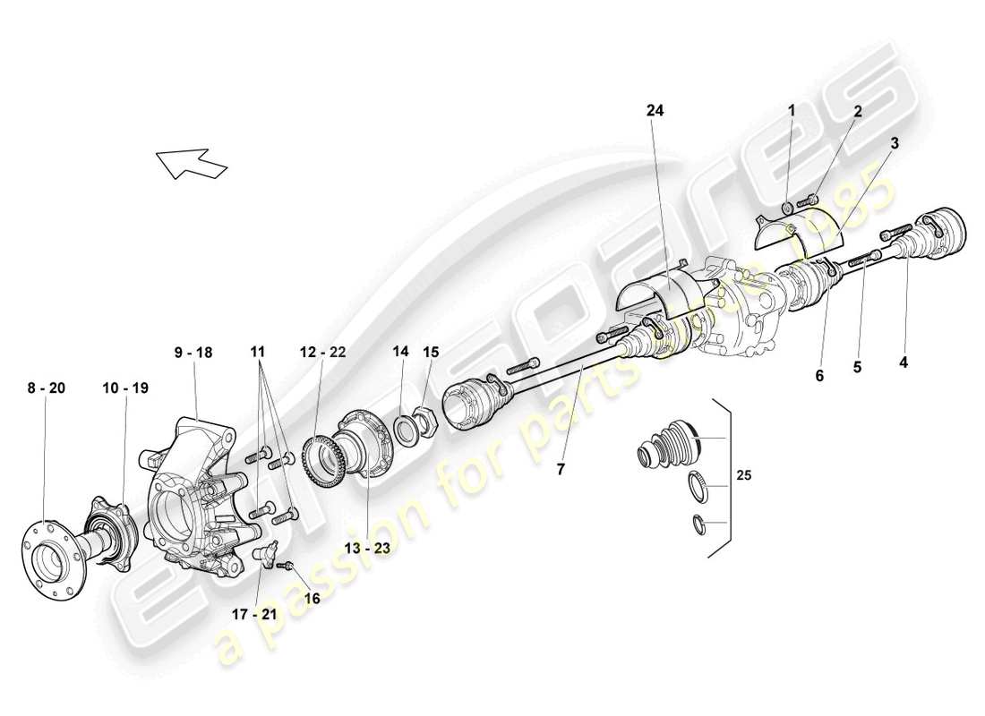 lamborghini reventon roadster antriebswelle hinten ersatzteildiagramm