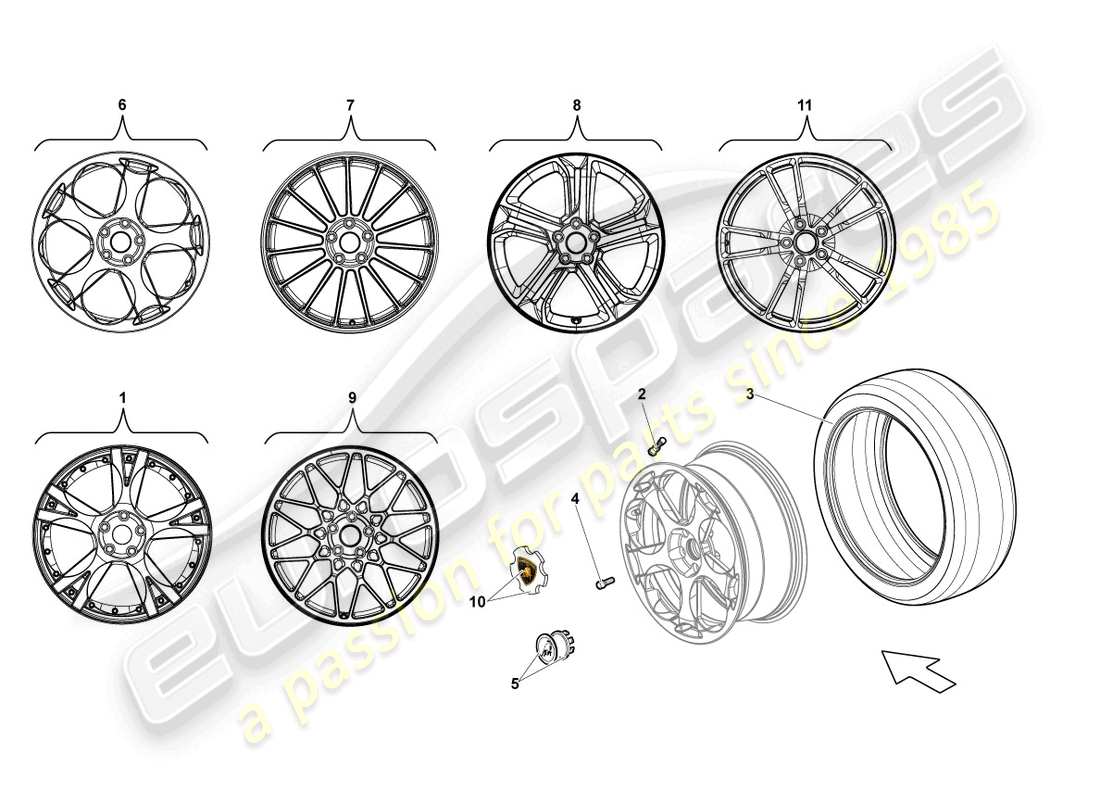 lamborghini blancpain sts (2013) aluminiumfelge vorne teilediagramm