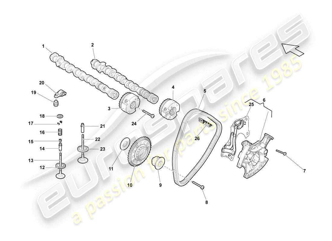 lamborghini blancpain sts (2013) nockenwelle, ventile, zylinder 1-5 ersatzteildiagramm