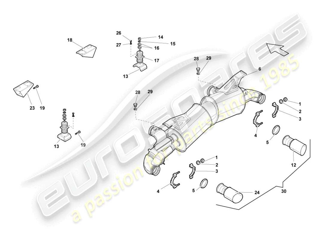 lamborghini superleggera (2008) hinterer schalldämpfer ersatzteildiagramm