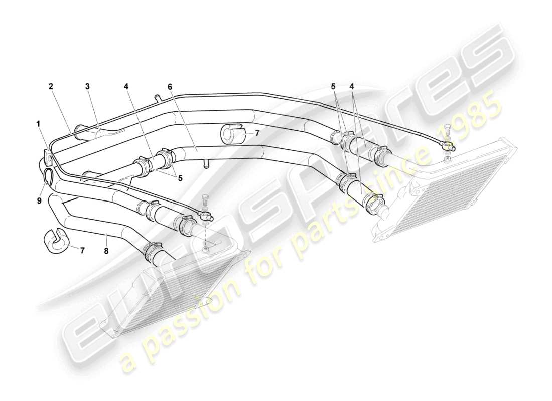 lamborghini lp640 coupe (2008) kühlmittelkühlsystem teilediagramm