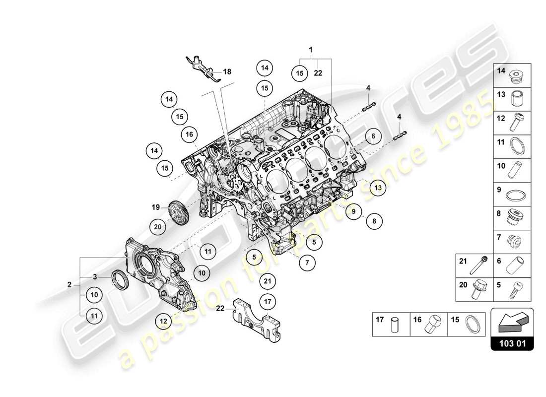 lamborghini urus s (2024) kurbelgehäuse teilediagramm