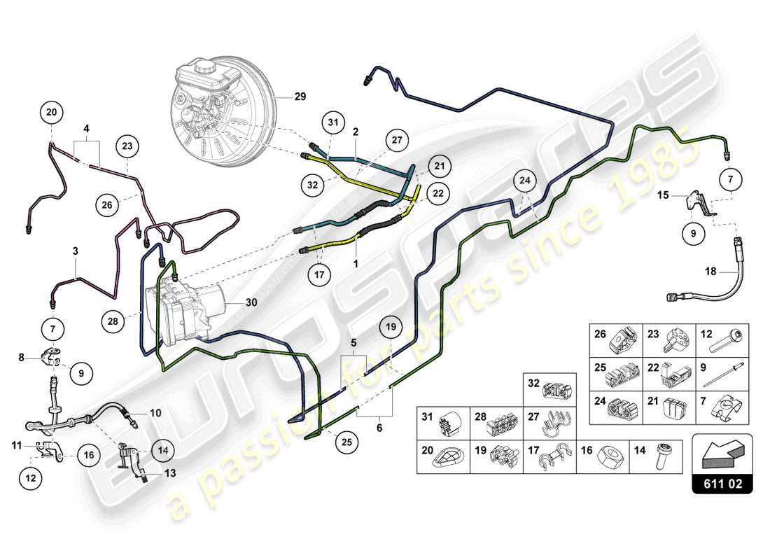 lamborghini urus (2020) bremsrohr ersatzteildiagramm