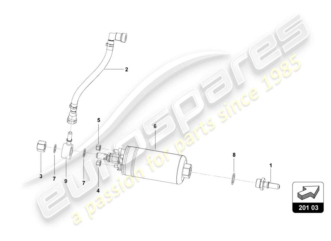 lamborghini 2022 (super trofeo evo 2) hochdruck-kraftstoffpumpe teilediagramm