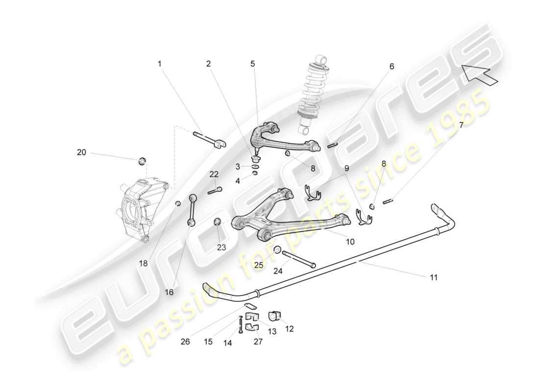 lamborghini gallardo spyder (2007) hinterachse teilediagramm