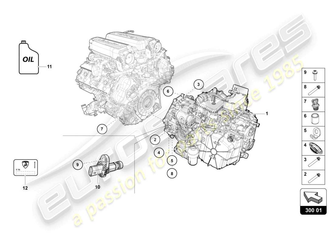 lamborghini evo spyder (2021) automatikgetriebe teilediagramm