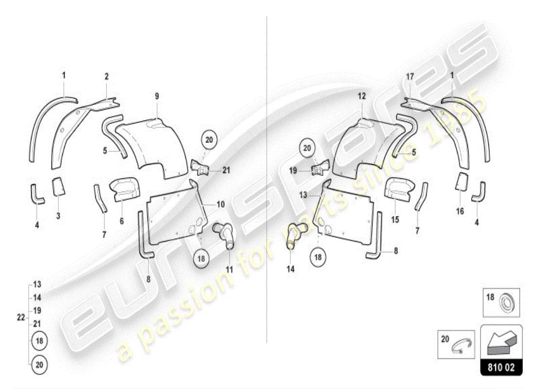 lamborghini diablo vt (1997) vorderes radgehäuse ersatzteildiagramm
