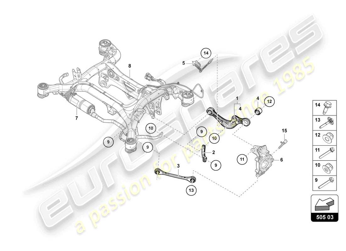 lamborghini urus (2022) aufhängung hinten teilediagramm