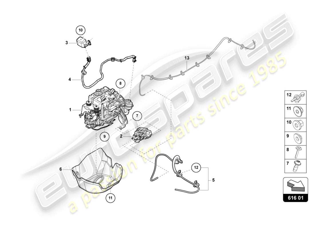 lamborghini urus (2020) die hebevorrichtung teilediagramm