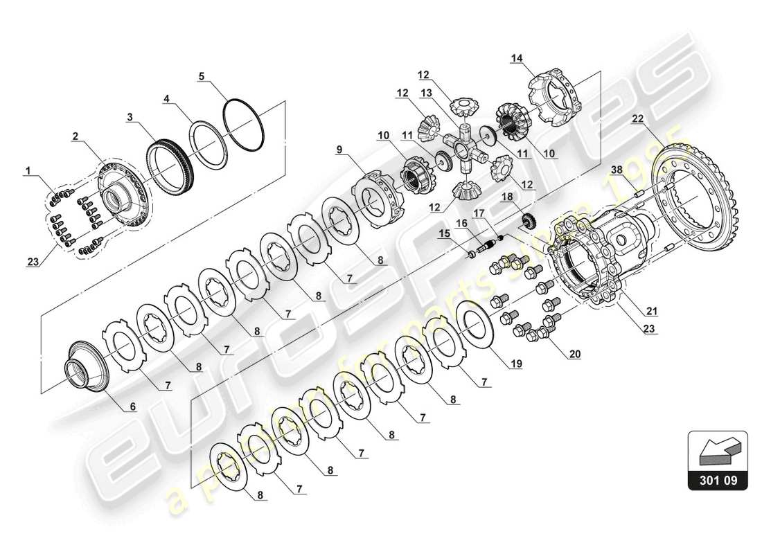 lamborghini 2018 (gt3 evo) slip differential ersatzteildiagramm