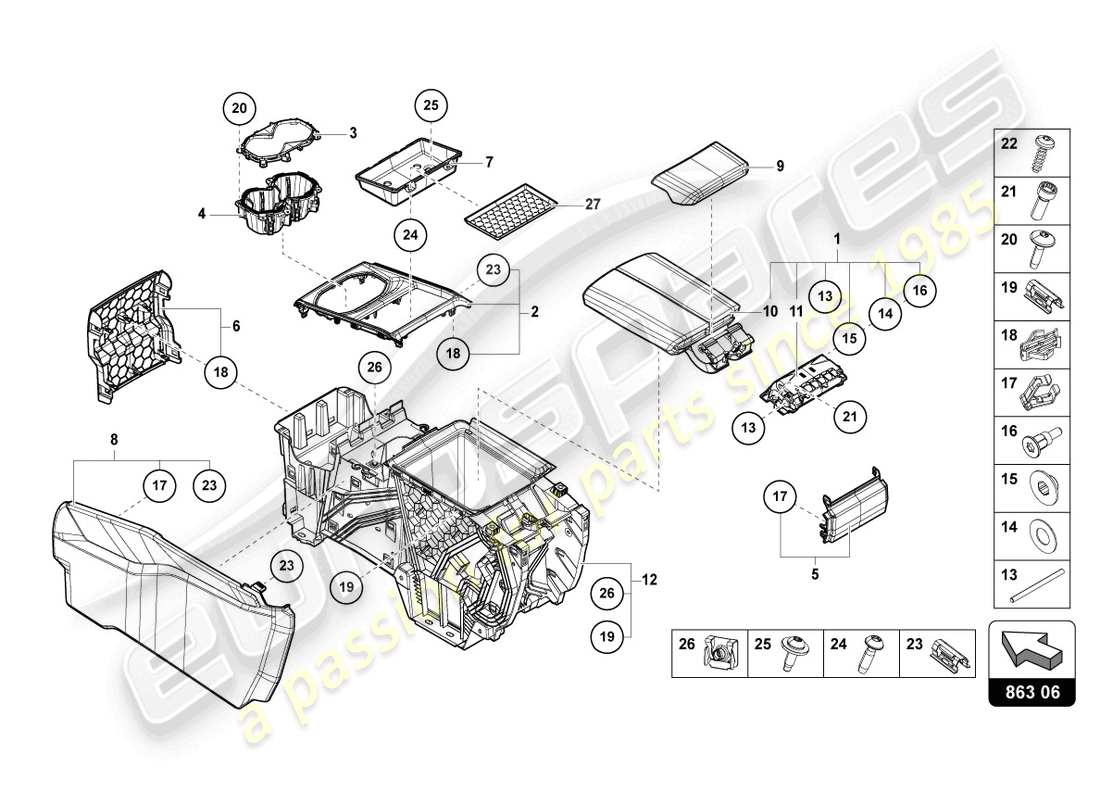 lamborghini urus (2022) armlehne - ersatzteildiagramm