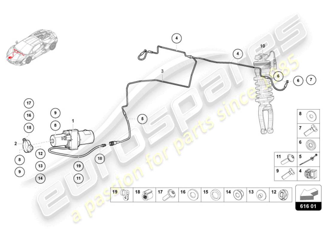 lamborghini revuelto coupe (2024) hebevorrichtung ersatzteildiagramm