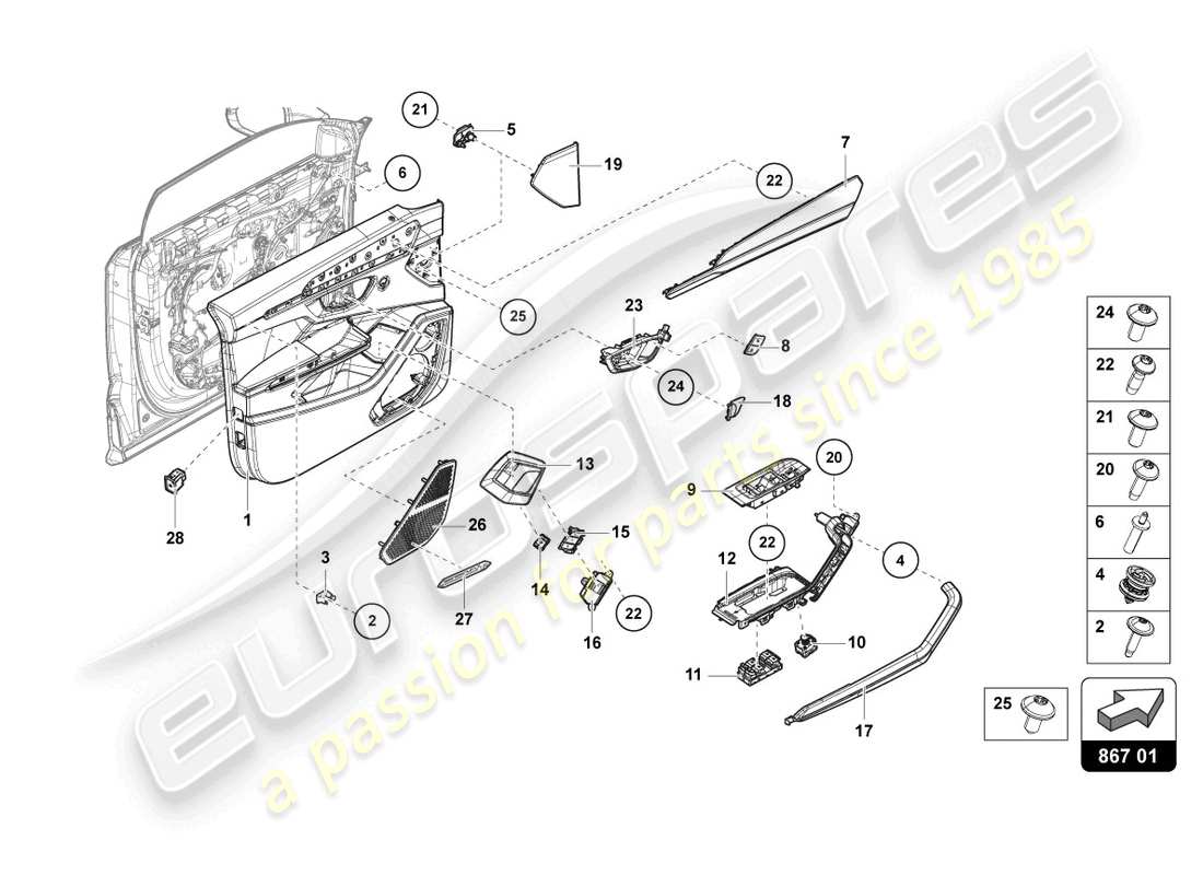 lamborghini urus (2021) türplatte vorne teilediagramm