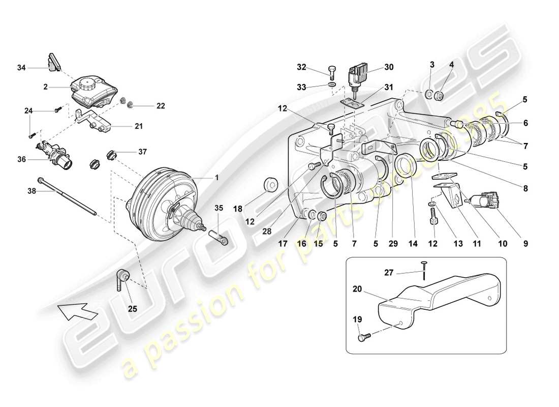 lamborghini lp640 coupe (2008) bremsservo-ersatzteildiagramm