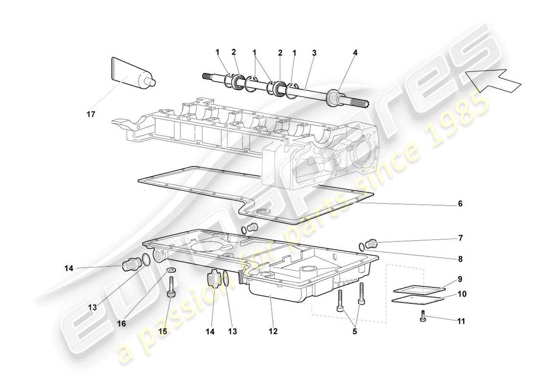 lamborghini lp640 coupe (2008) ölwannen-ersatzteildiagramm
