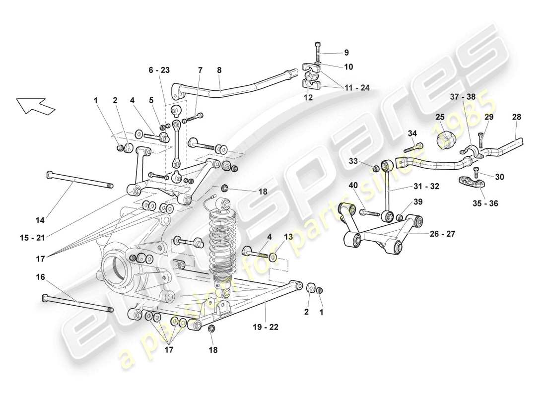 lamborghini lp640 coupe (2008) wishbone hinten teilediagramm
