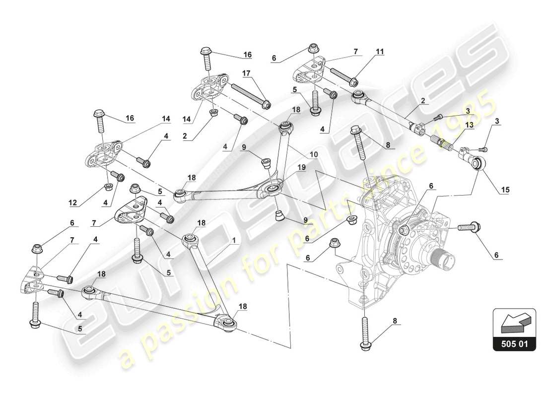 lamborghini 2017 (gt3) teilediagramm der hinteren querlenker