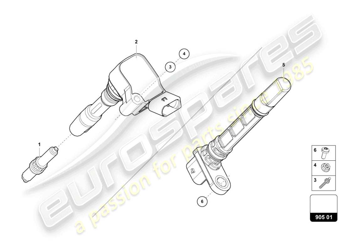 lamborghini urus s (2023) zündspule mit zündkerzenanschluss ersatzteildiagramm