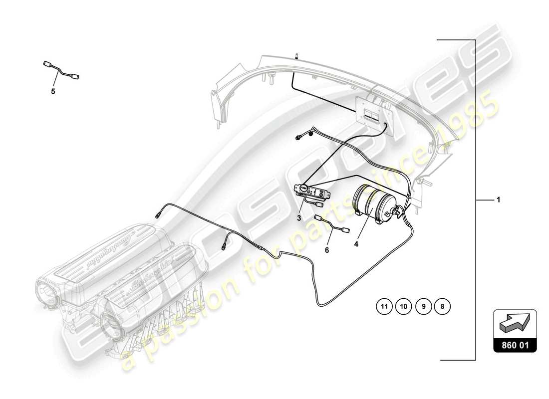 lamborghini 2022 (super trofeo evo 2) teilediagramm für feuerlöscher