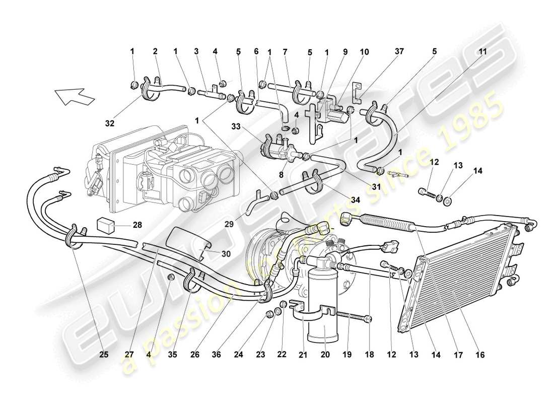 lamborghini lp640 coupe (2009) a/c-kondensator - teilediagramm