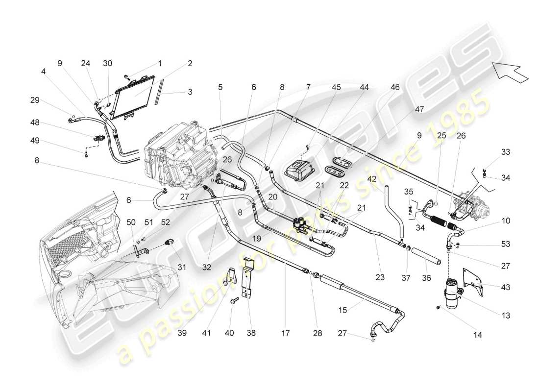 lamborghini gallardo spyder (2007) a/c-kondensator teilediagramm
