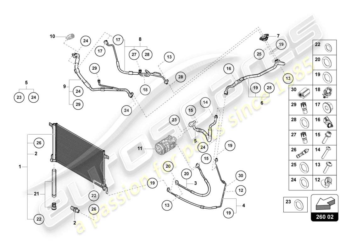 lamborghini urus (2021) a/c-kondensator - teilediagramm