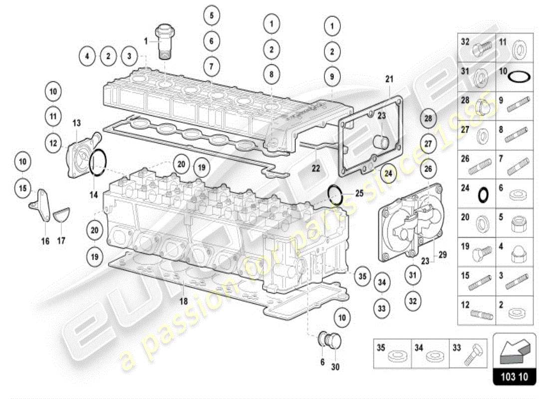 lamborghini diablo vt (1999) rechter kopf zubehör teilediagramm