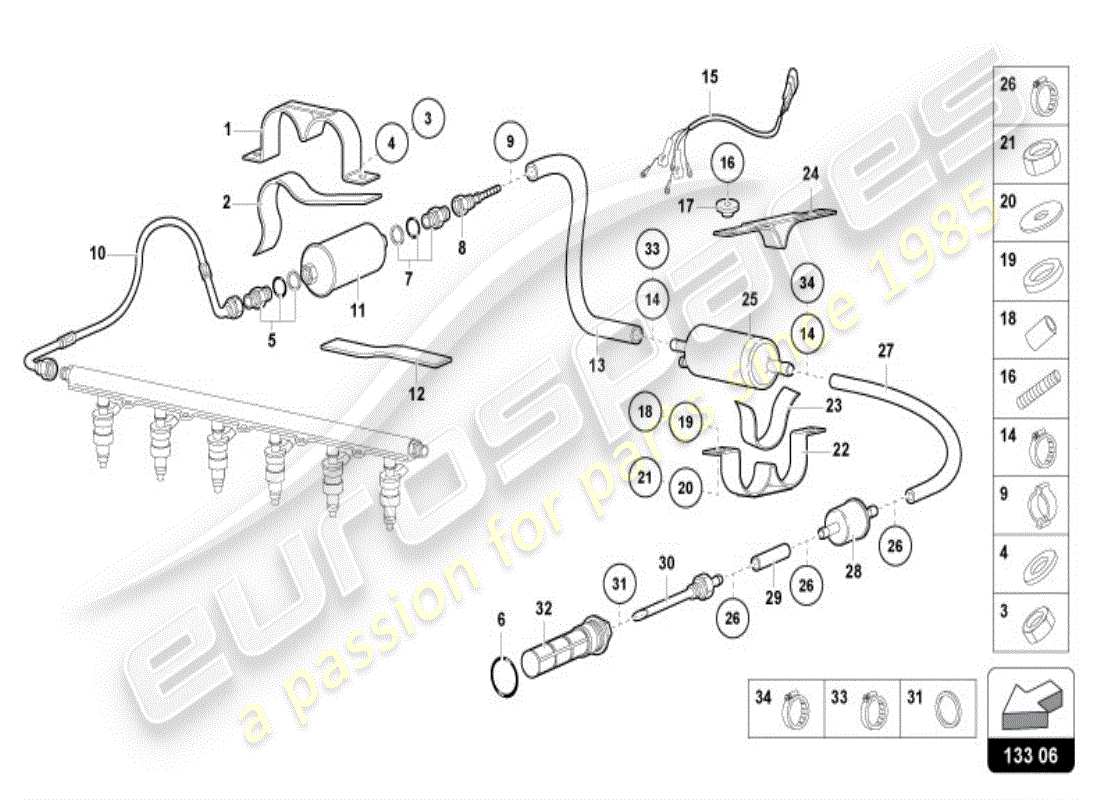 lamborghini diablo vt (1997) teilediagramm des kraftstoffversorgungssystems