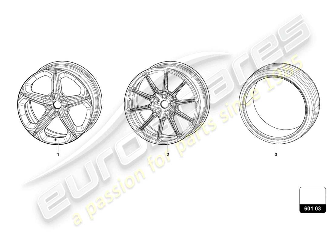 lamborghini urus (2020) räder/reifen 21 ersatzteildiagramm