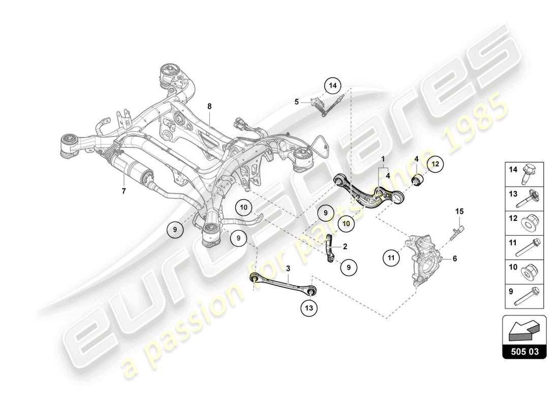 lamborghini urus (2021) aufhängung hinten teilediagramm
