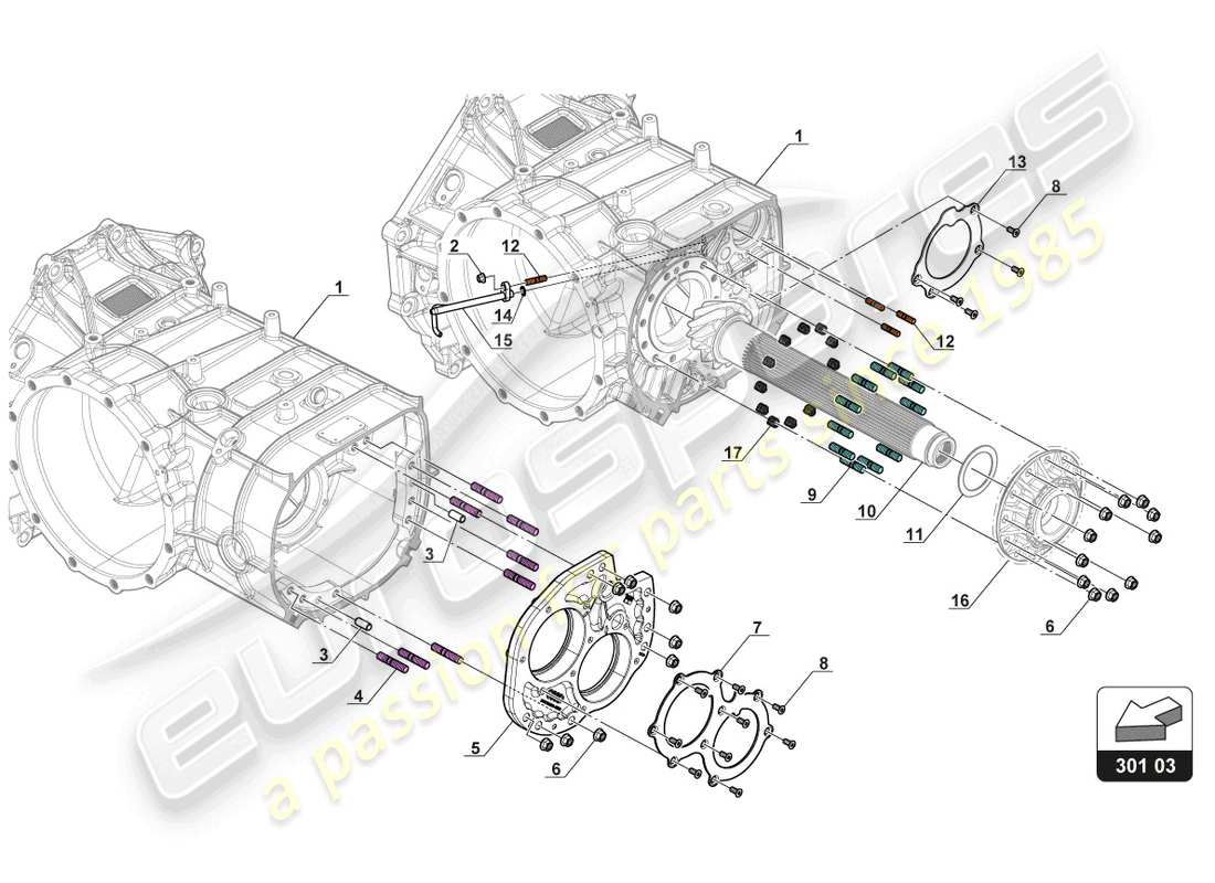 lamborghini gt3 evo (2018) getriebegehäuse - teilediagramm
