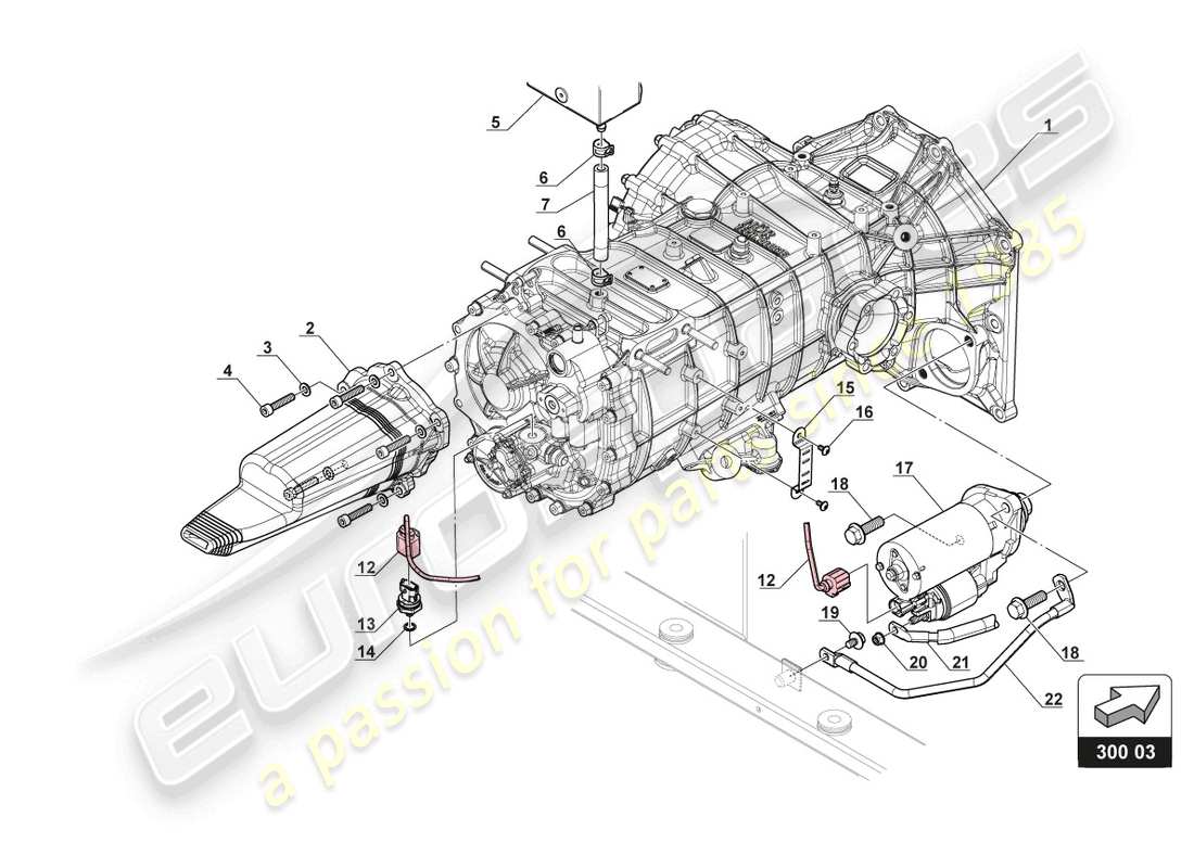 lamborghini gt3 (2017) getriebeöldrucksensor und anlasser teilediagramm