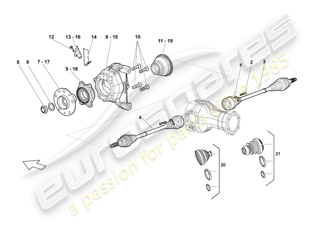 lamborghini lp640 coupe (2007) antriebswelle vorne ersatzteildiagramm