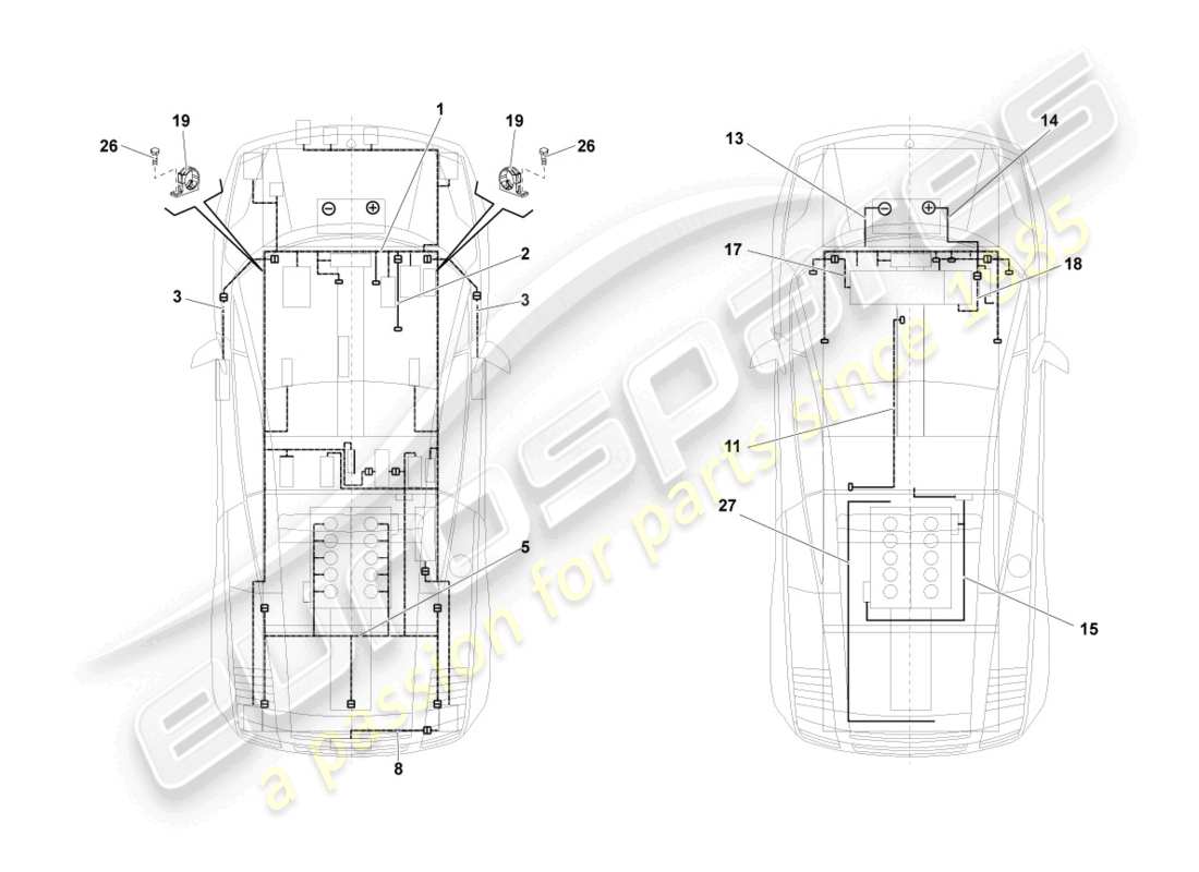 lamborghini lp550-2 spyder (2010) kabelbäume ersatzteildiagramm