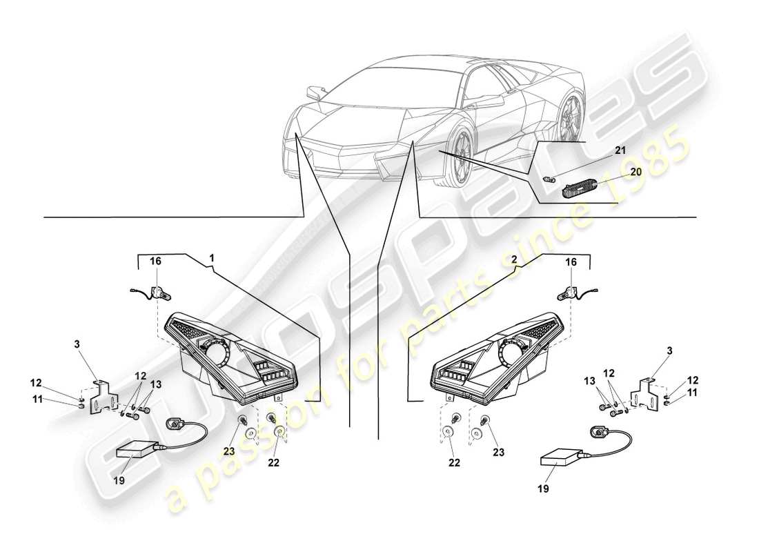 lamborghini reventon scheinwerfer für kurvenlicht und led-tagfahrlicht ersatzteildiagramm