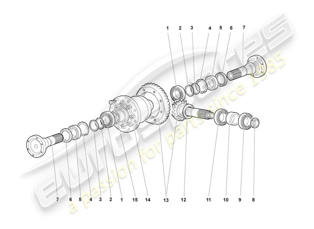 lamborghini reventon roadster differential mit krone und ritzel vorne ersatzteildiagramm