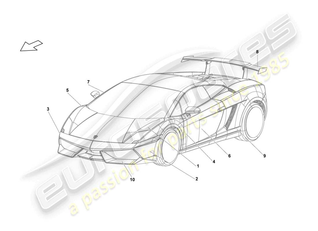 lamborghini blancpain sts (2013) dekorative klebestreifen ersatzteildiagramm