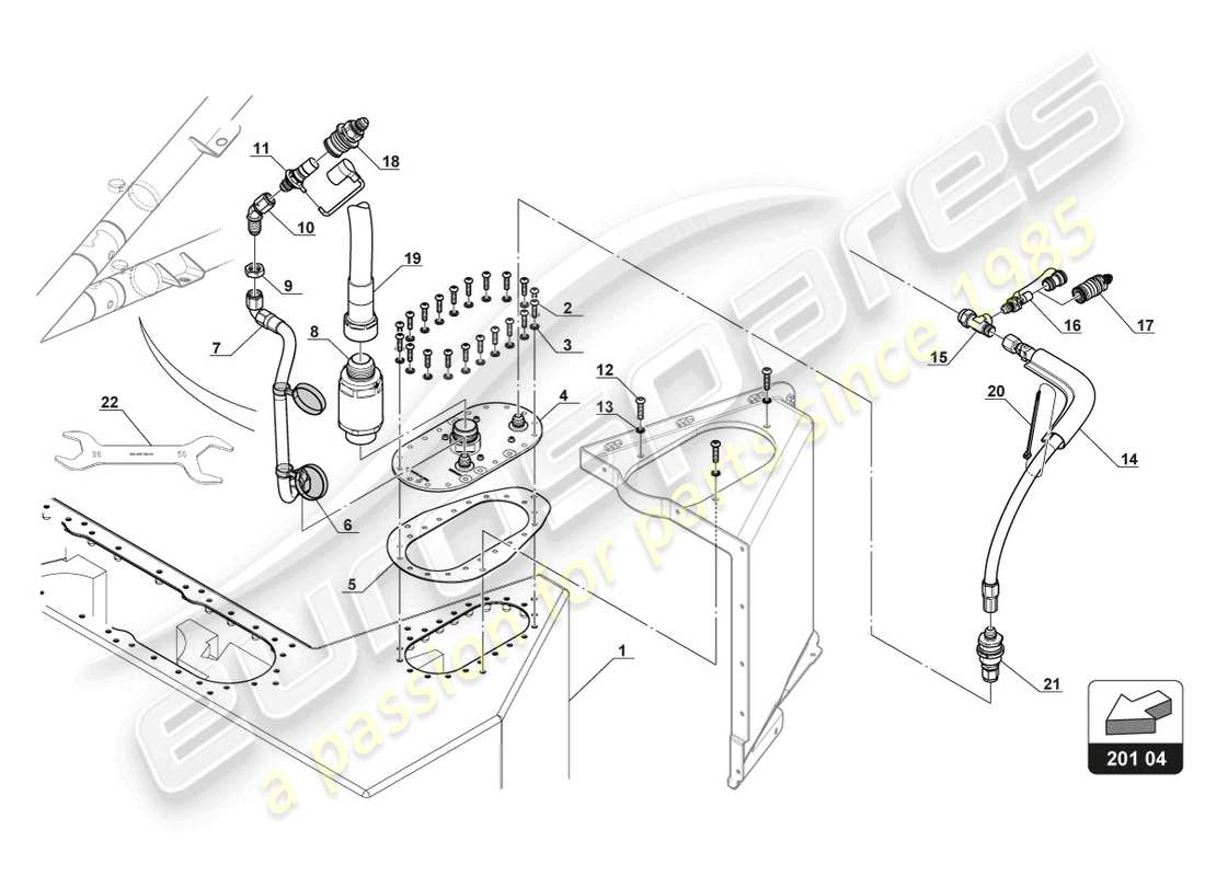 lamborghini gt3 evo (2018) kraftstoffventile ersatzteildiagramm