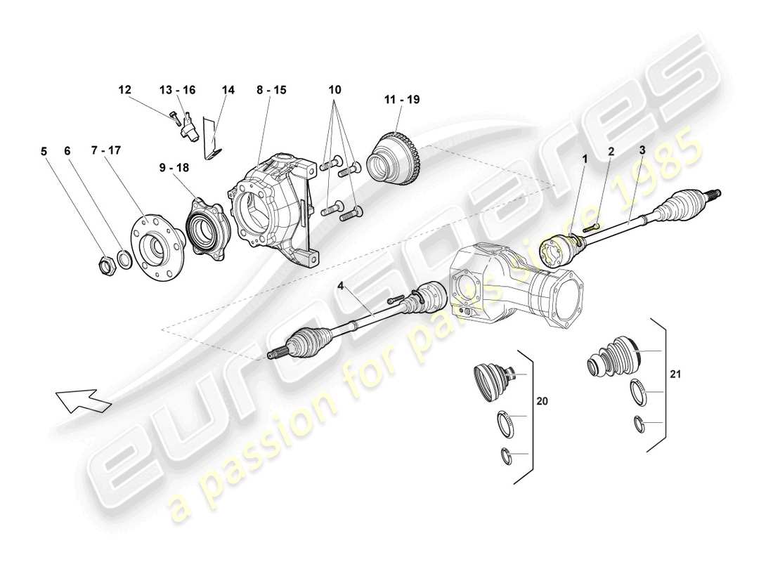 lamborghini reventon roadster antriebswelle vorne ersatzteildiagramm