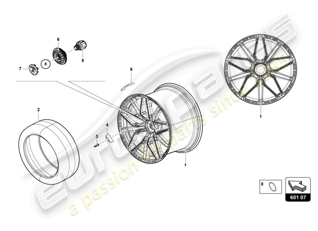 lamborghini sian roadster (2021) räder/reifen ersatzteildiagramm