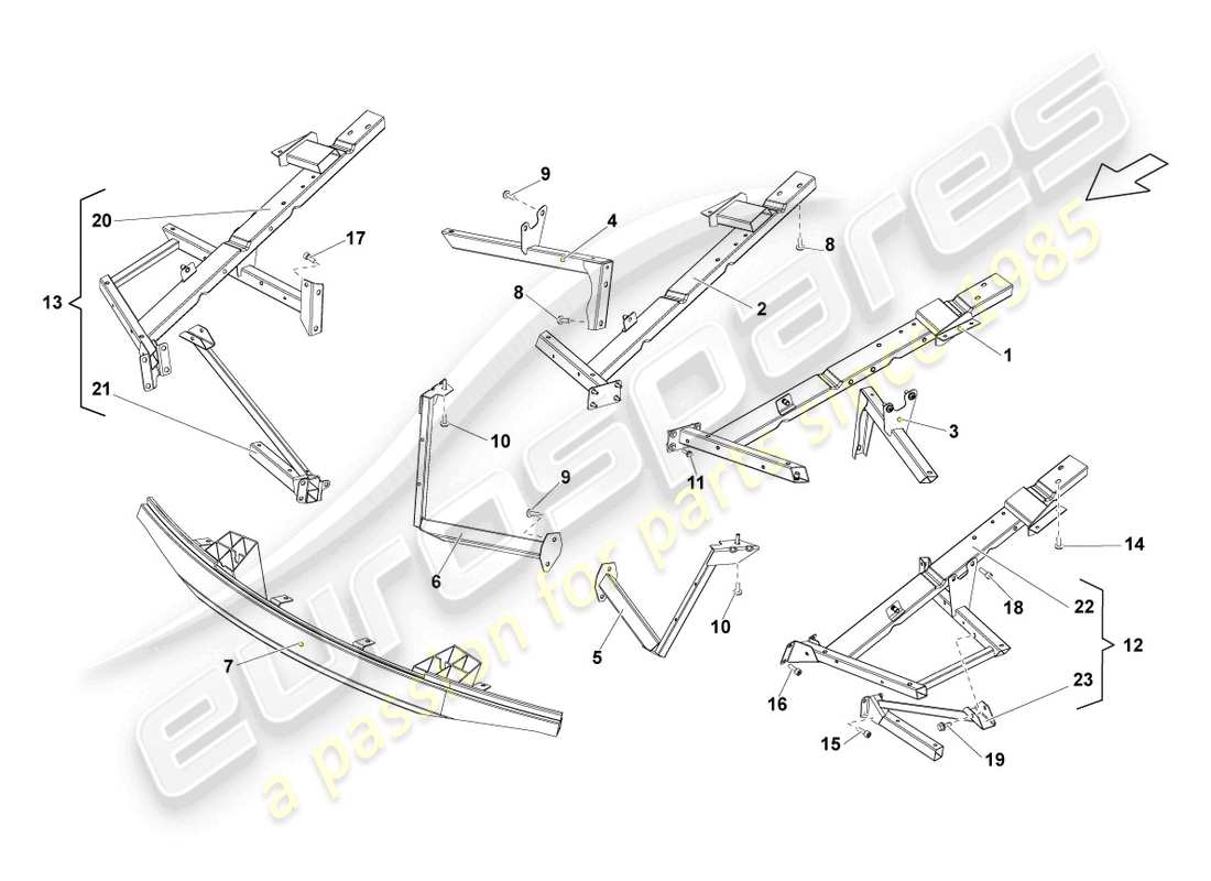 lamborghini superleggera (2008) karosserie vorderteil ersatzteildiagramm