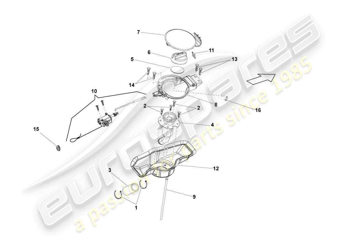 lamborghini lp560-4 spider (2014) tankklappe - ersatzteildiagramm