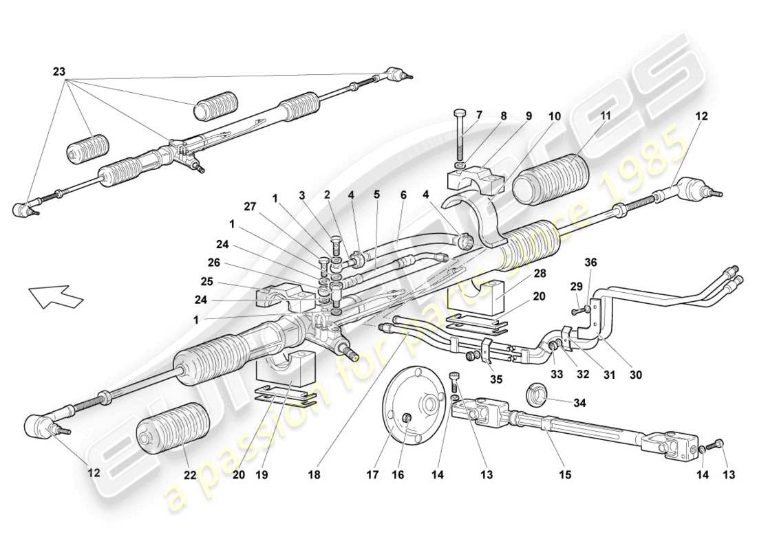 lamborghini reventon lenkgetriebe teilediagramm