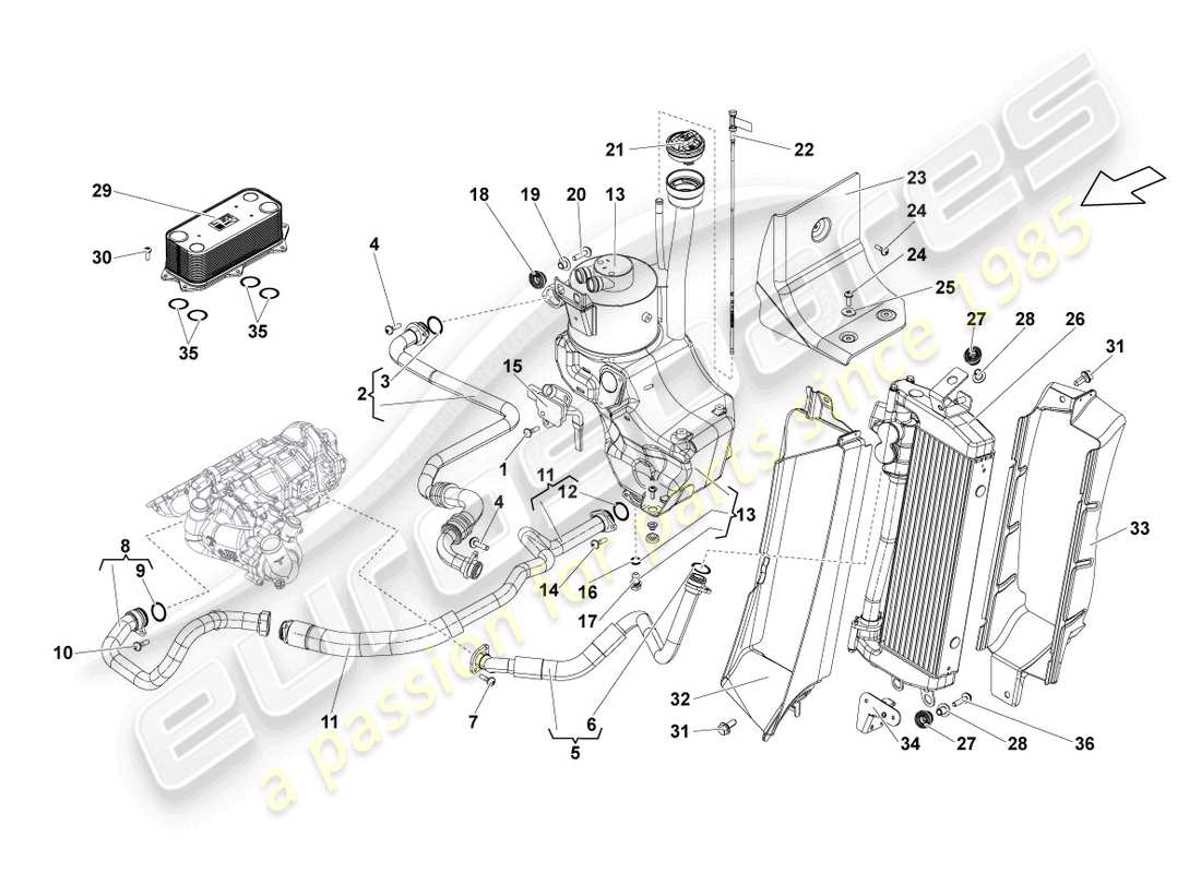 lamborghini lp550-2 spyder (2010) ölbehälter ersatzteildiagramm