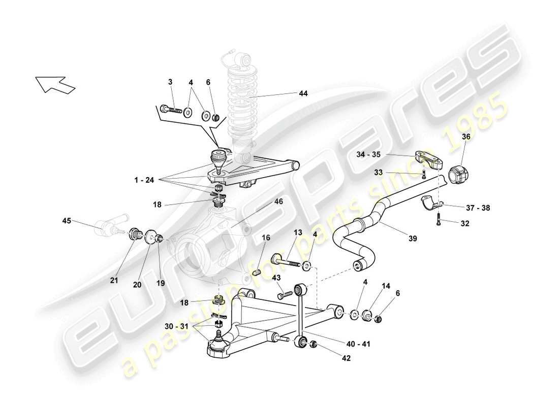 lamborghini lp640 coupe (2007) wishbone-ersatzteildiagramm