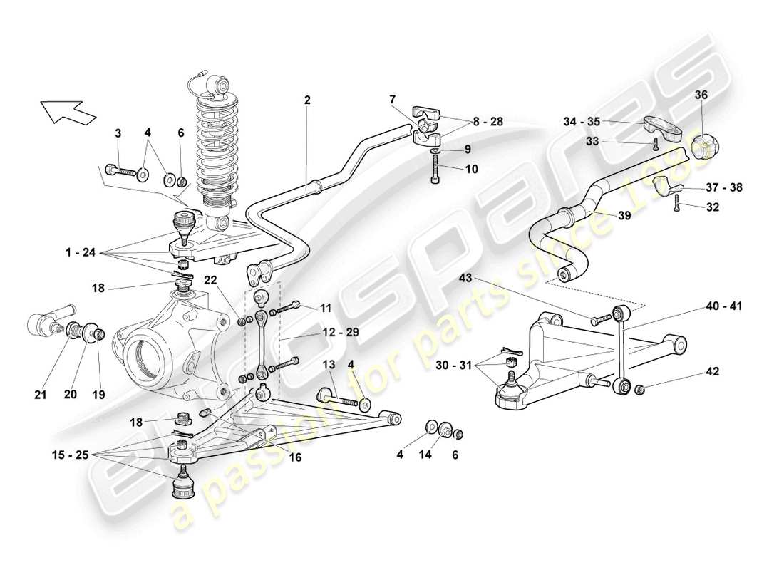 lamborghini lp640 coupe (2010) wishbone-ersatzteildiagramm