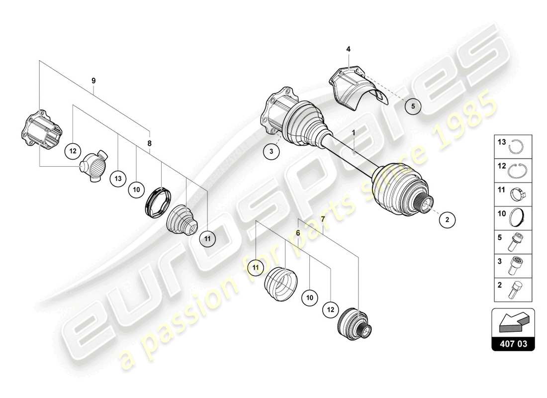 lamborghini urus (2019) antriebswelle teilediagramm